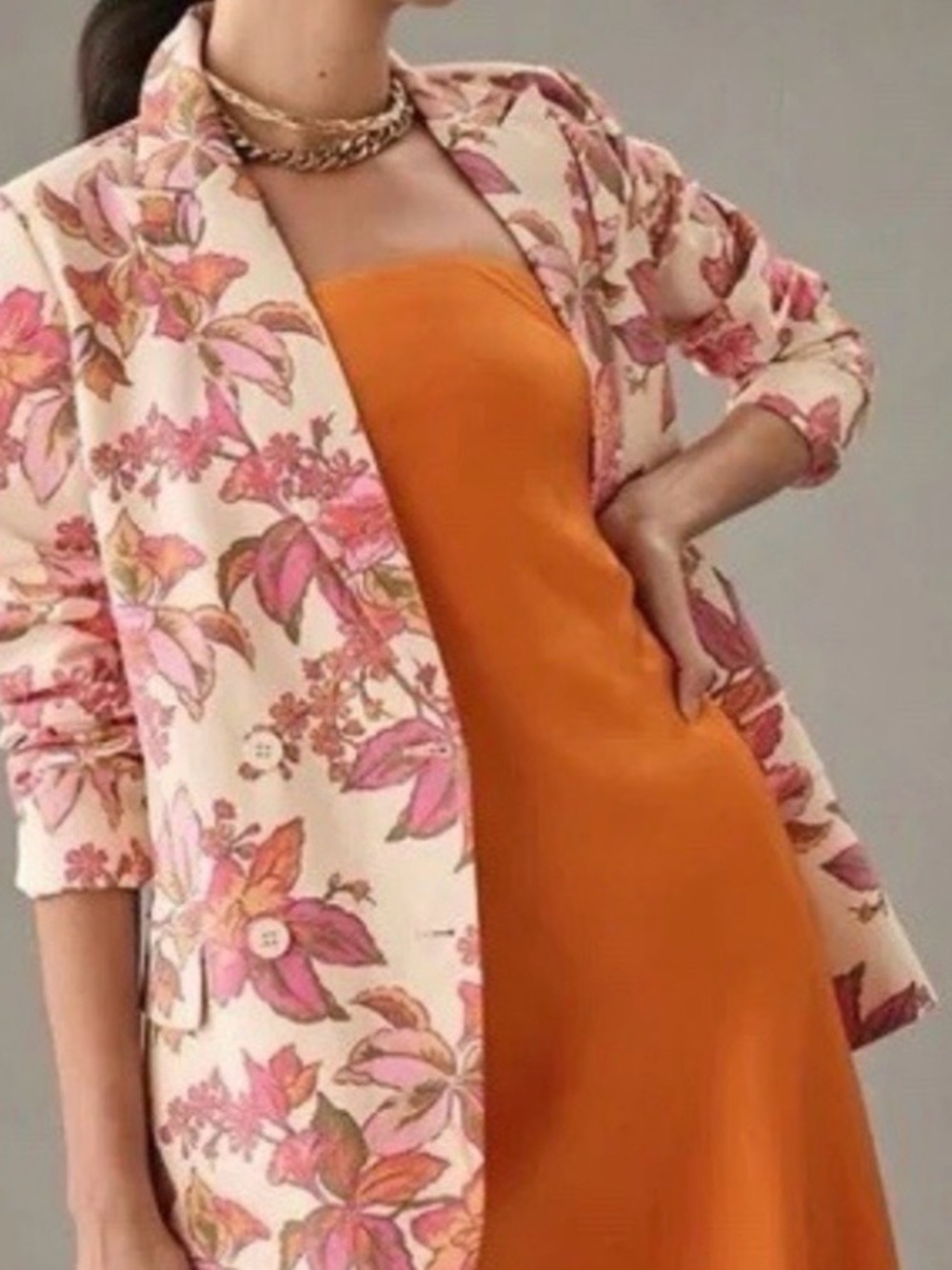 Dolan for Anthropologie Cream Floral Blazer with Pink Accents NWT